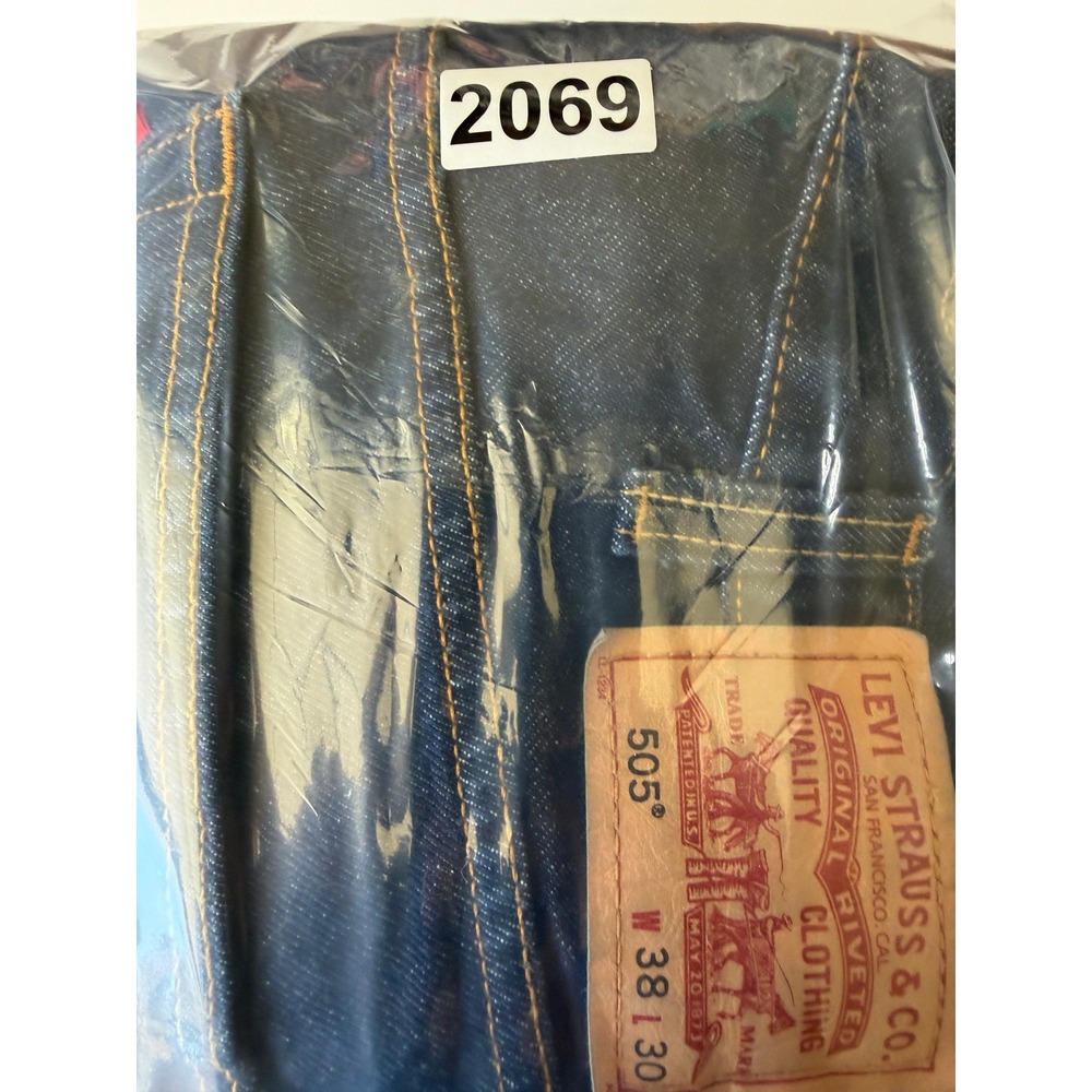 Levis 505 Regular Fit Jeans Mens 38x30 Dark Wash Straight Leg Denim Indigo - Picture 9 of 9